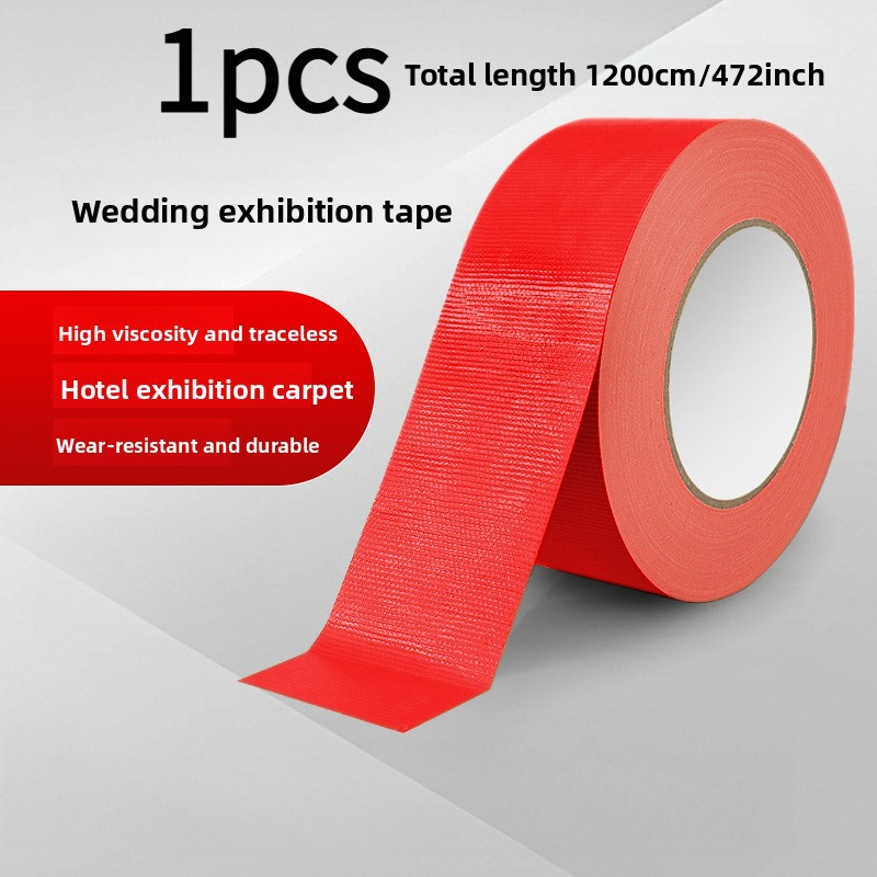 TEMU Colored Single-sided Cloth-based Adhesive Tape, Red Carpet Tape, Wear-resistant Ground Cover Cloth-based Adhesive Tape
