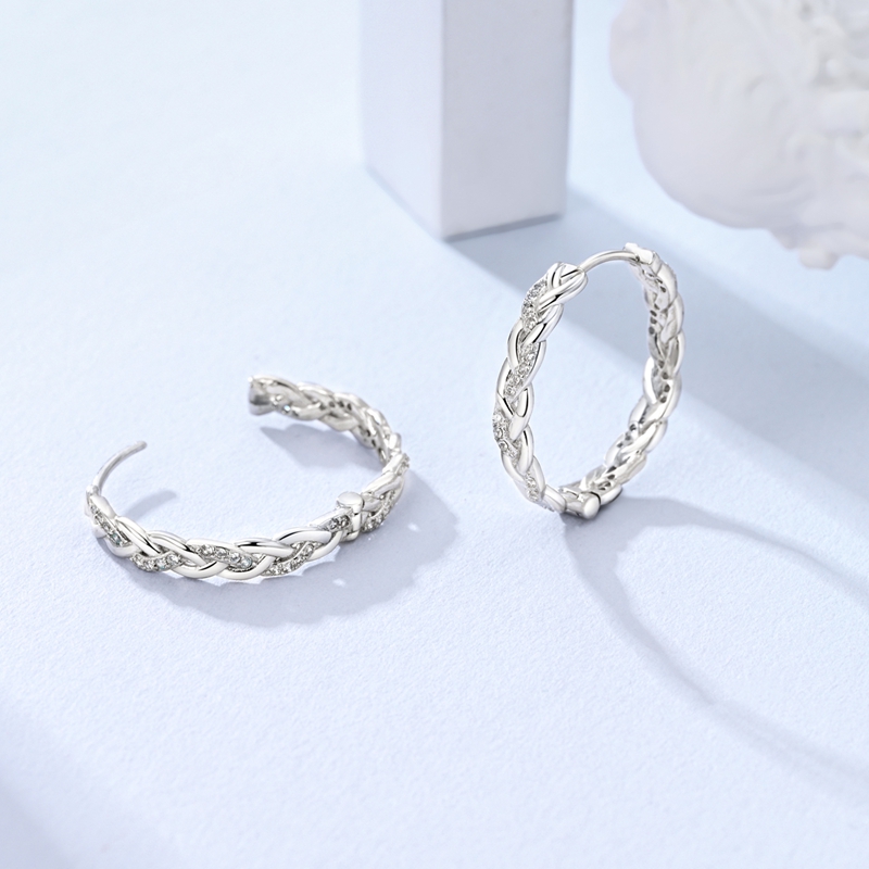 925 Silver Sparkling Woven Earrings for Women