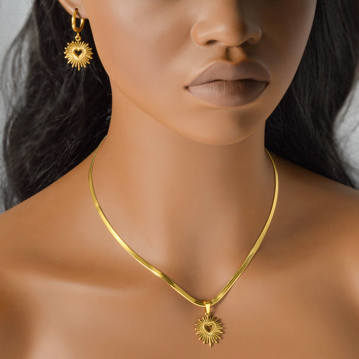 Valentine'S Heart Pendant Necklace & Earrings Set