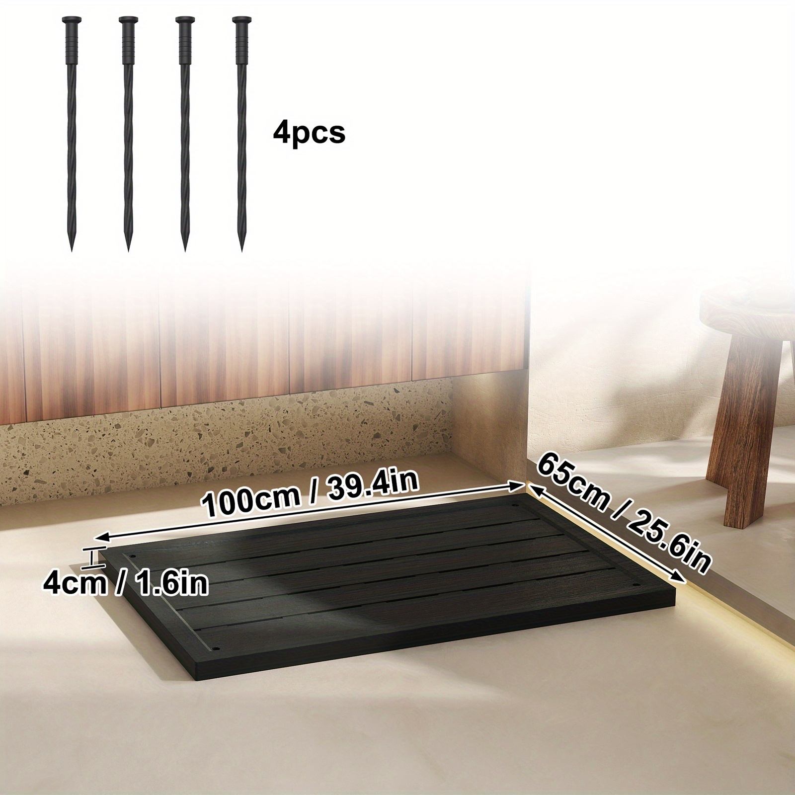 Image of Outdoor Shower Mat Door Anti-slip Mat Swimming Pool Protective Mat 100 X 65cm Bathroom Shower Mat Floor Anti-slip Mat Plastic Anti-slip Mat With Plastic Ground Spikes For Indoor And Outdoor Use