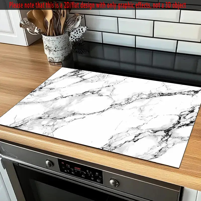 TEMU Grande protection de plaque de cuisson en marbre , mesurant 28"X20.5", conçue pour antidérapante et résistante à la chaleur. Elle est résistante