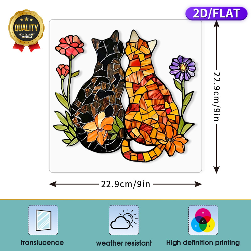 TEMU 2D Flat - 2D Flat - 2D Flat, Fliesen- und Glas-Aufkleber, Fenster-Blumen-Aufkleber für die Wohnungsdekoration, Valentinstags-Dekorationen, Zwei