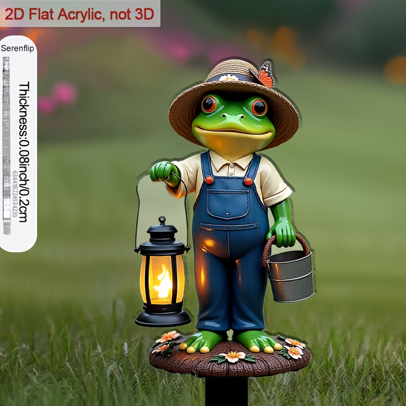 TEMU 2d Flat, [2d Flat] 1pc Suitable For Flower Pots Frog Lantern Holder Decoration - Bohemian Outdoor Ornament With Pointed Base, Plastic Base