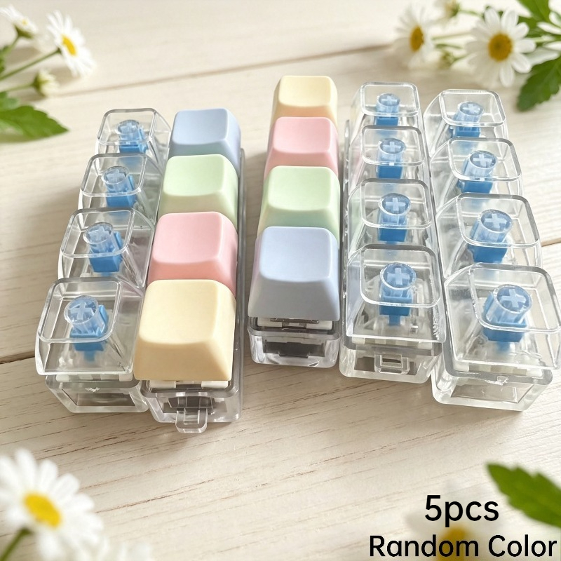 TEMU 5pcs Carry-on Multi Key Fidget Clicker, Random , Modular Reorderable Keycap Design Relax Keychain, Mini Edc Gadget, Novelty Gift For Gamers &