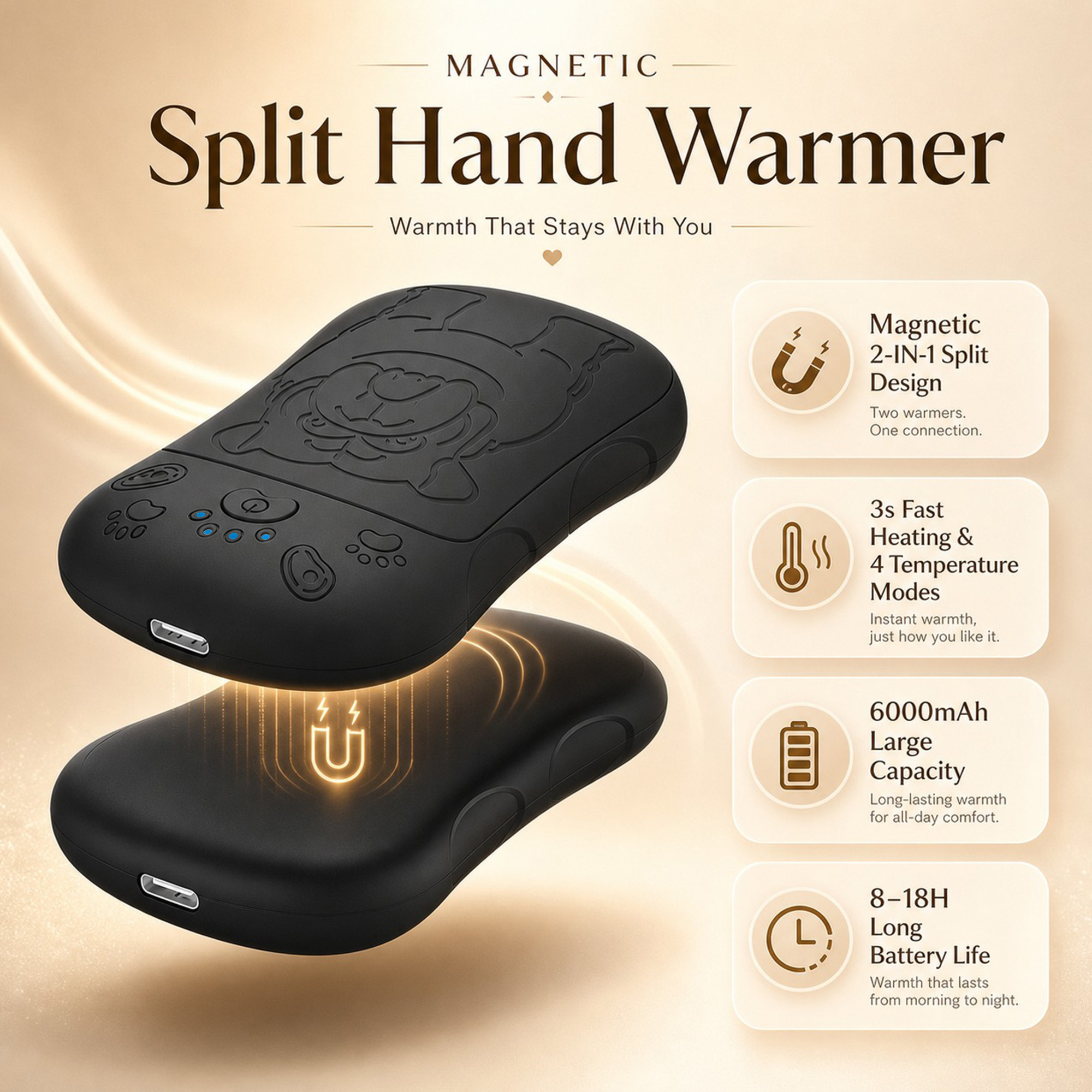TEMU Set Scaldamani Ricaricabile Bank 2 in 1, fino a 143 gradi - mantiene lunghe battute di pesca o sportivi. Un regalo premium di Capodanno o Natale