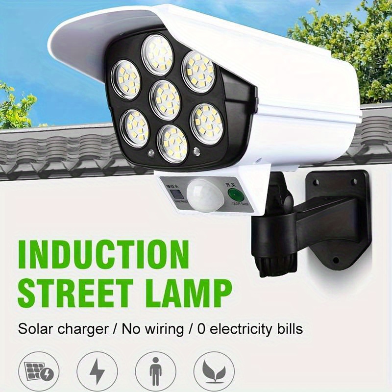 TEMU 1pc 3000lm 77 Led Solar Wall Light With Motion Sensor, 3 Lighting , Outdoor Garden Security Street Lamp, Abs Material, 1200mah Battery, Dusk To
