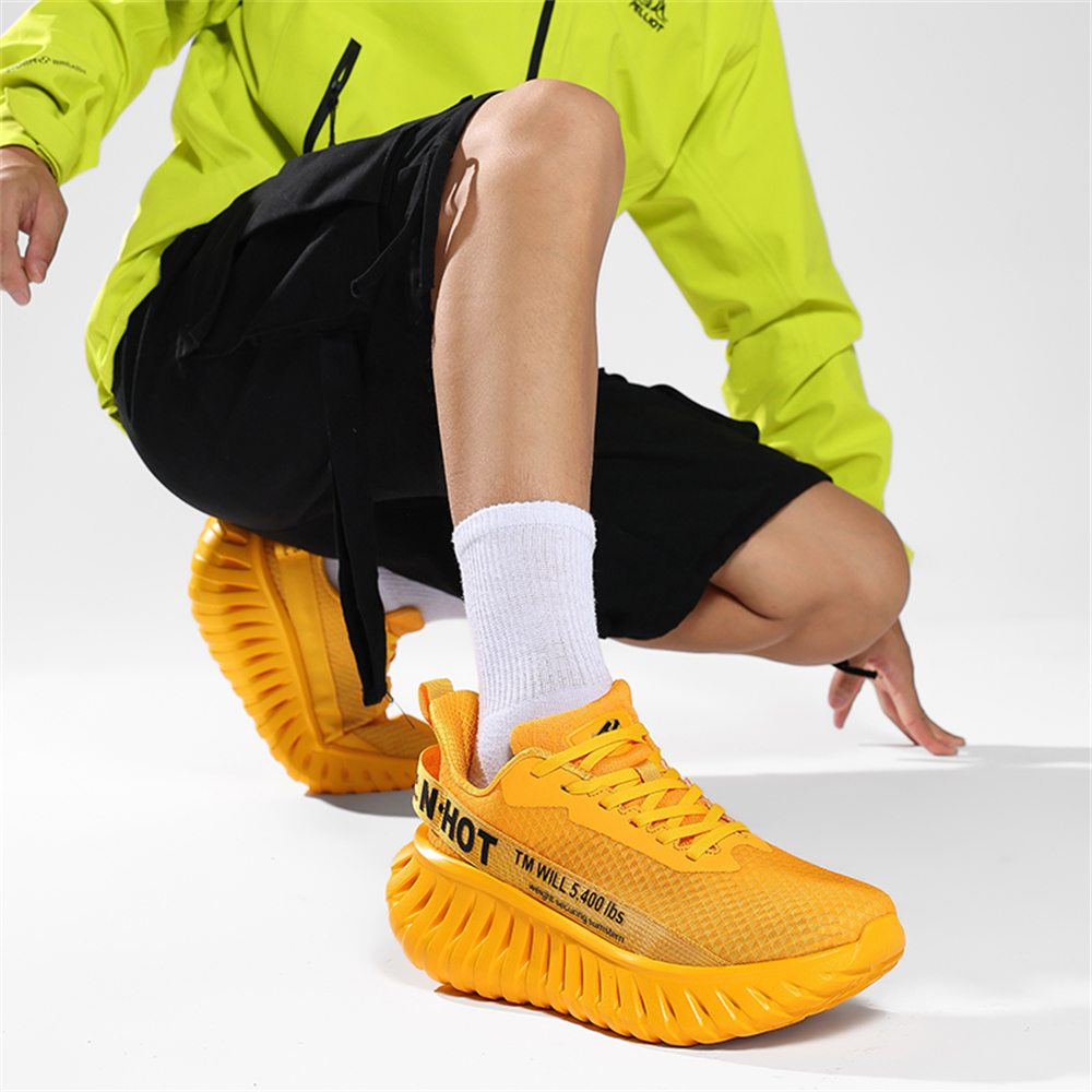[Sneakers] Men'S Women'S Road Running Shoes, Thick Sole Casual Athletic Shoes for Men, Teenager Outdoor Sports Design, Comfortable Breathable Fabric Upper, Cushioning Shock-Absorbing MD Sole, Non-Slip And Wear-Resistant, Low-Top Lace-Up Closure