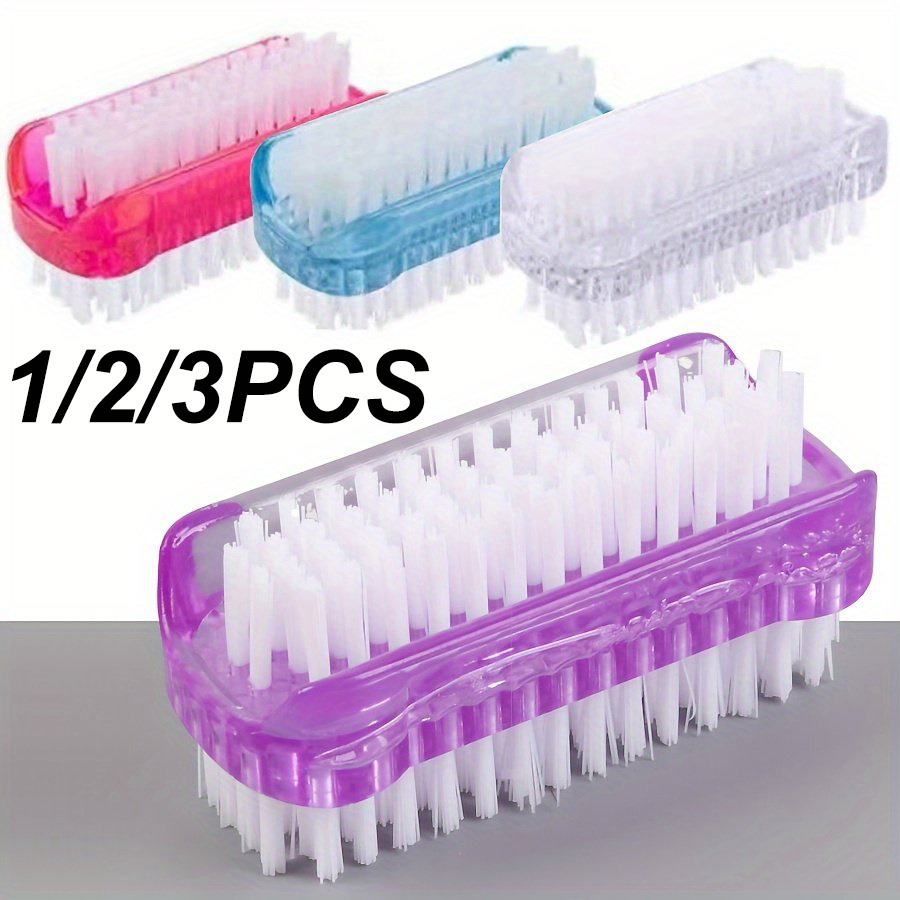 1 2 3pcs professional double head nail brush polyester bristles acrylic handle dust cleaning tool for nail art manicure and pedicure