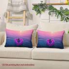 2 stück moderne kissenbezüge - romantisches paar im aufblasbaren herzen bei sonnenuntergang, 2d flachdruck kurzplüsch, reißverschluss & maschinenwaschbar für wohnzimmer, schlafzimmer, sofa dekor, wurfkissen für couch, strapazierfähiger plüschstoff