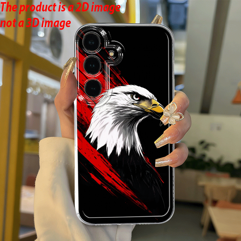TEMU Phone Case: Red And Black Dominant White-headed Eagle Side Profile Phone Case, Suitable For Galaxy A03s A04 A05s A06 A07 A13 A14 A15 A16 5g A17