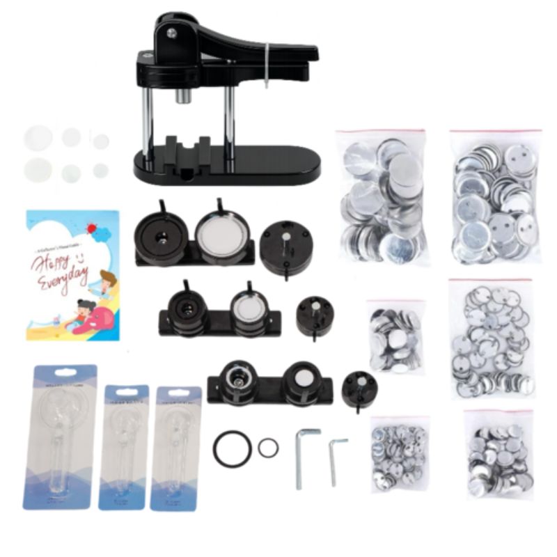 TEMU 3-in-1 Button Maker Machine Set, Interchangeable Button Models Badge Button Press Machine With 300 Sets 2. 5+3. 2+5. 8cm Button Maker Supplies
