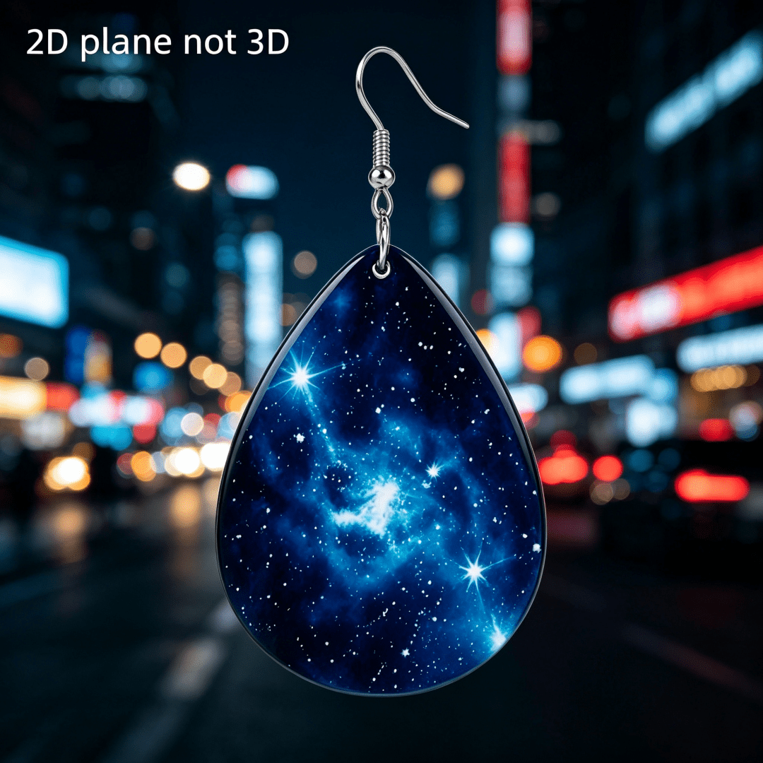 Women's Celestial Blue Nebula Galaxy Dangle Earrings