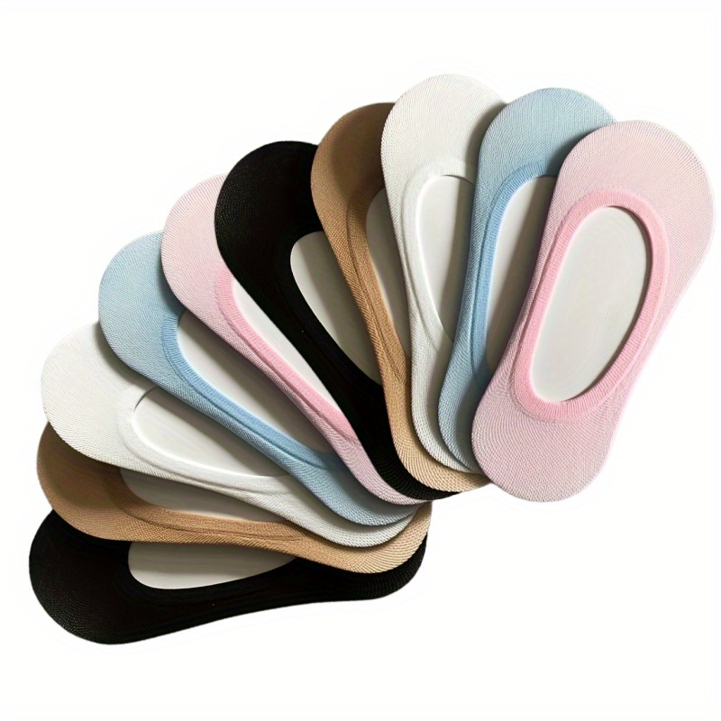 E-shop 10 Paar Damen Low-Cut Socken - Rutschfest, atmungsaktiv, dünn, unsichtbar, Boot, schweißabsorbierend, flacher Eingang, Sommer-Sneaker für Sport,