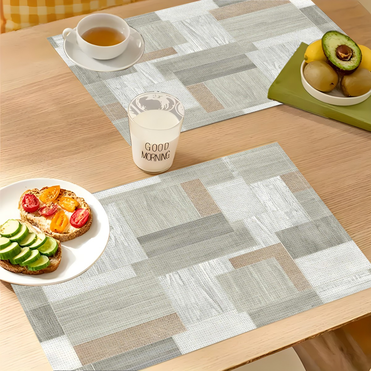 

2pcs/4pcs/6pcs Modern Minimalist Grain Pattern Placemats, Linen Table Mats, Heat-insulating Coasters, Dining Decoration, Arrangement, Suitable For Gatherings, Parties And Other