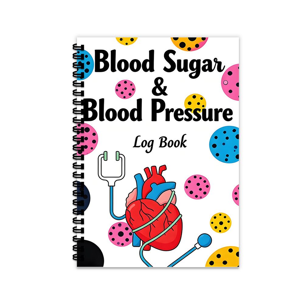 TEMU 1pc Colorful Polka Dot Blood Sugar And Pressure Log Book, Medical Style, For Sign Tracking, Managing Bp And Readings, Suitable For Home Care,