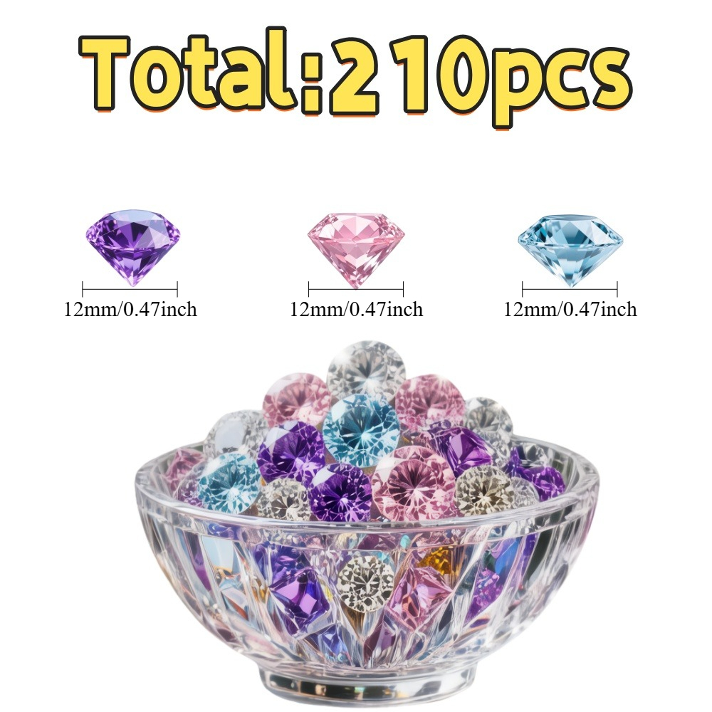 E-shop 210 Stück große synthetische Edelsteine für Hochzeiten, Partys, Vasenfüller – Funkelnde Tischdekorationen, Handperlen & Diamantdekorationen,