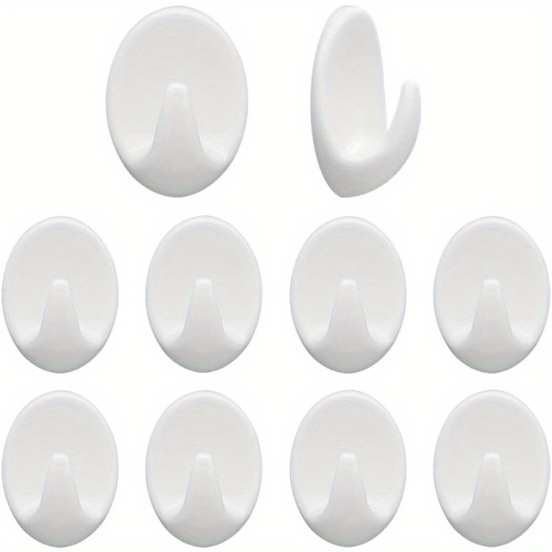 Self-adhesive Wall Hooks, 10pcs Super Sticky No-punch White Hooks, Strong Load-bearing Adhesive, Suitable For Kitchen, Bathroom, Bedroom, Modern Minimalist Home Storage, Utility Hooks