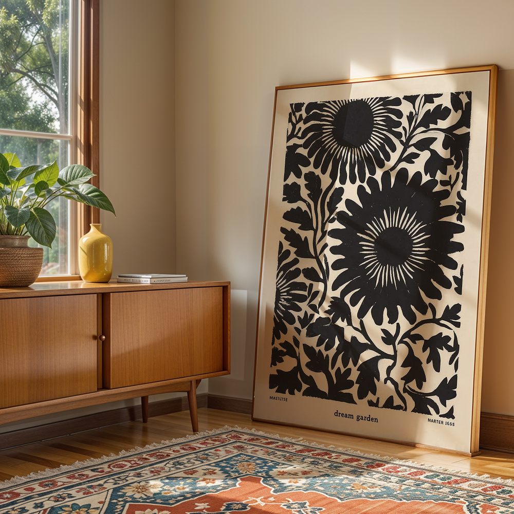 TEMU Art mural 2D plat, style floral , affiches Jardin de rêve, sur toile à motif de , décoration murale sur toile à thème , impression d'art sur