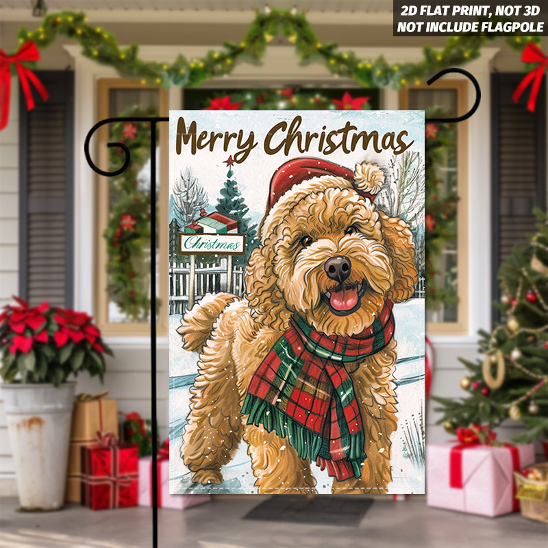 TEMU 2d Flat, 1pc 2d Flat Double-sided Garden Decoration Flag With Scarf And Hat Garden Flag Decoration, Holiday Decorations, Christmas Decorations,