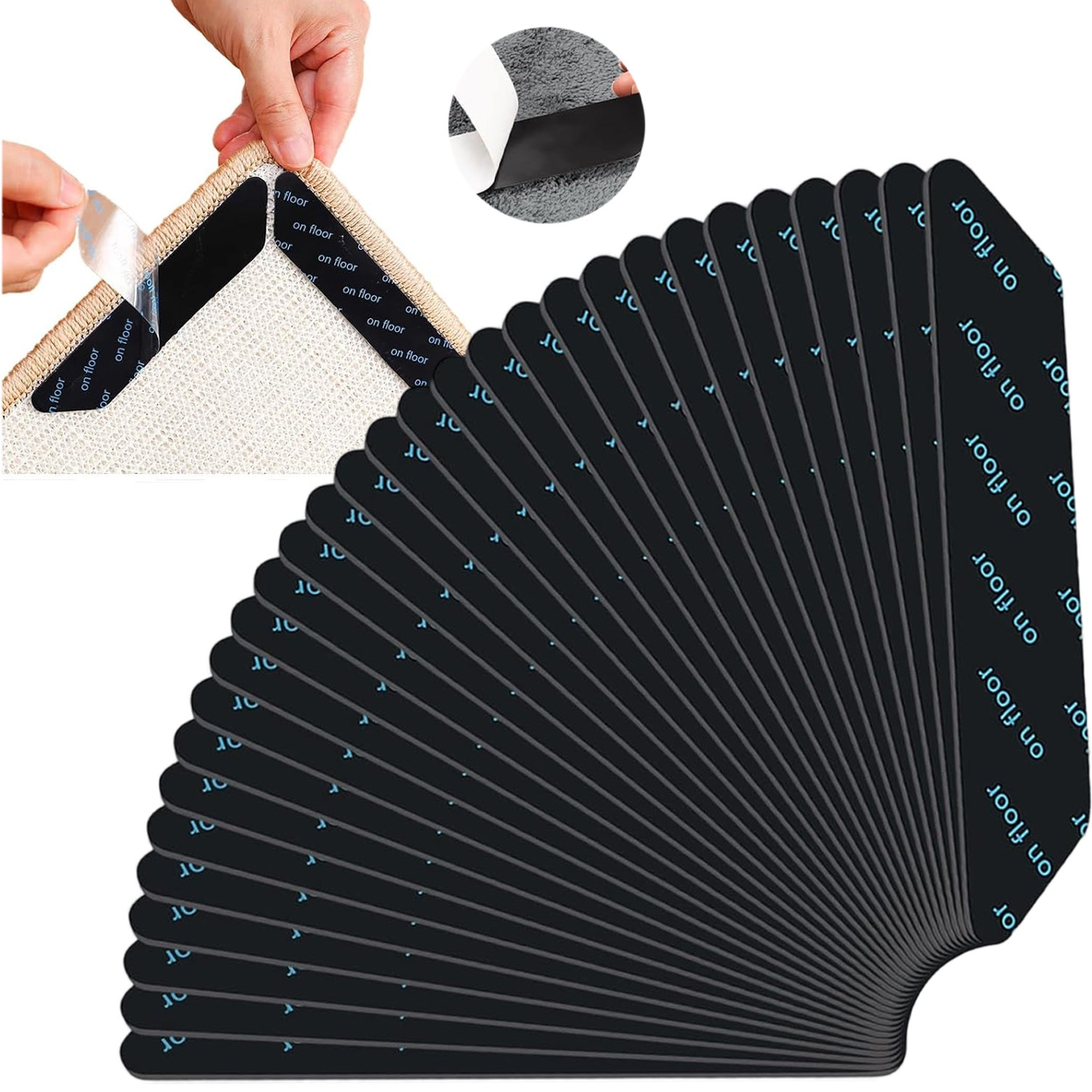 30pcs Washable Rug Anti-slip Gripping Stickers, Dual-sided Sticky Rug Pads For Hardwood Floors, Stop Rug Corners From