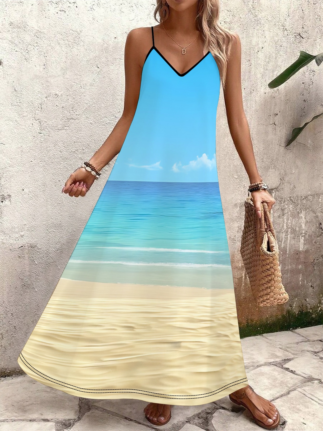ladies casual beach dresses Weathered Camo Mid Sleeve Twirl Dress 6/7 main image 1