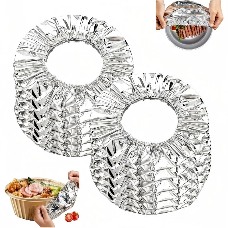 TEMU 110-sheet Pack Reusable Extra Large 40cm/15.72in Aluminum Foil Covers For Food Plates, Heat-resistant And Insulating Adjustable Design, Smooth