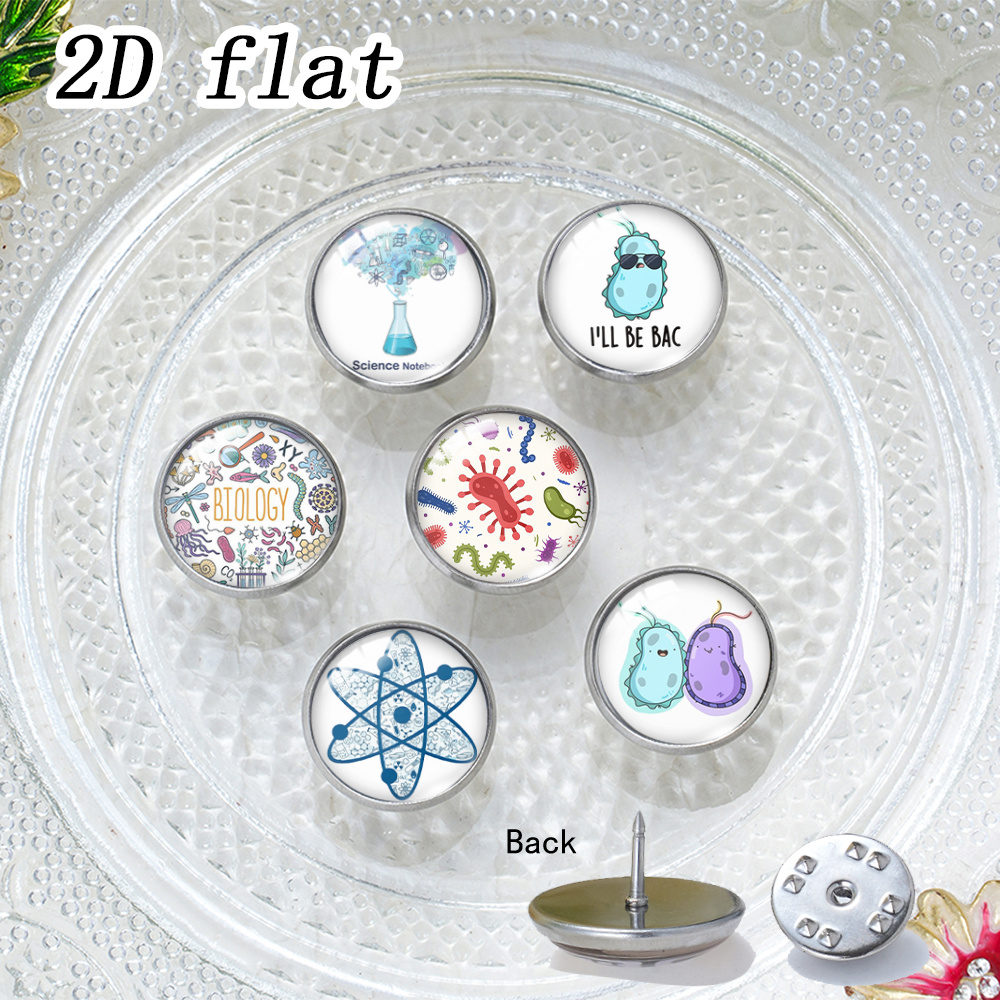 TEMU 2d Flat, 6pcs Biology Science Funny Pattern Cabochon Lapel Pins With Stainless , 2d Flat Design, Wedding Accessories. Unisex Decorative Brooch