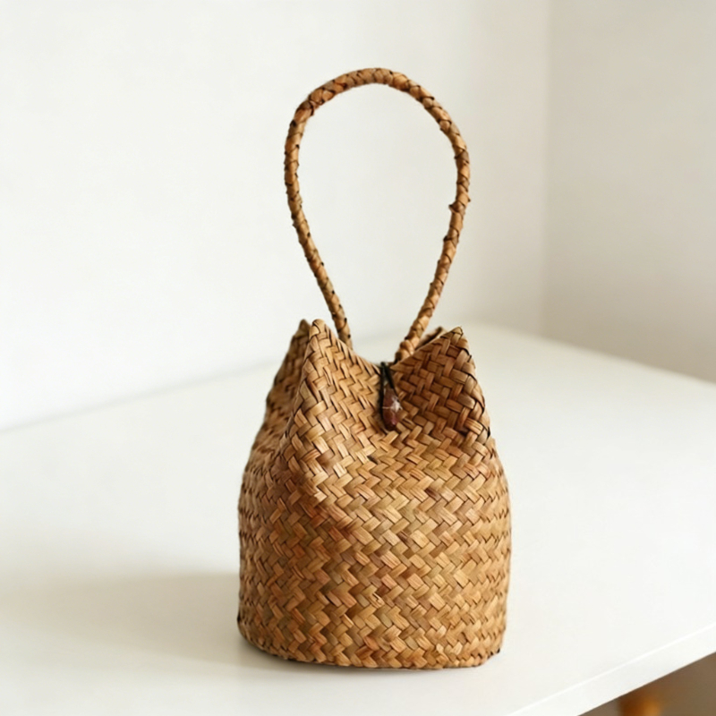 TEMU Vintage Woven Handbag, Fashionable Women's Handbag, Hand Woven Bag, Bohemian Style Handbag, Suitable For Home, Outdoor, Commuting, Travel, Gift