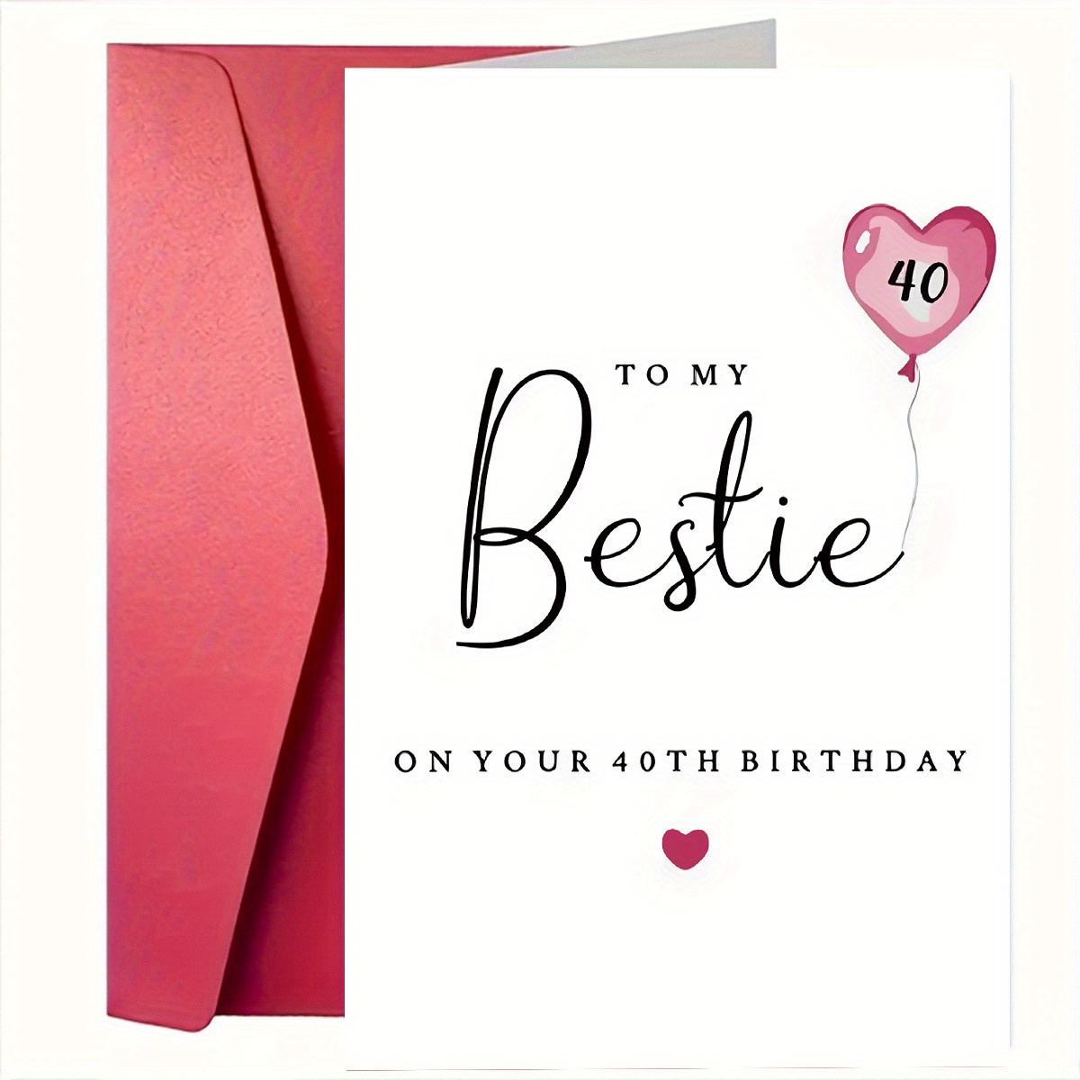 Image of 1pc Smooth Writing On The Back,40th Birthday Card For Bestie, Dense Texture On The Front, Quality Birthday Card, Perfect Gift For Bestie, Birthday Card And Birthday Gift To Congratulate