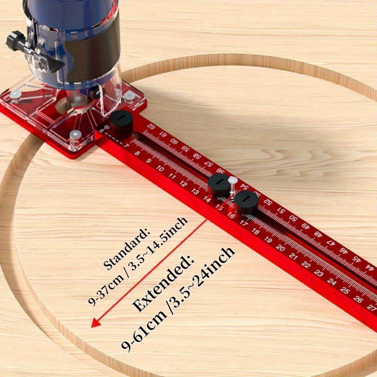   a versatile 4 in 1 router jig designed for woodworking featuring precise measurements circle cutting grooving and centering capabilities it offers adjustable   settings in   metric and imperial units