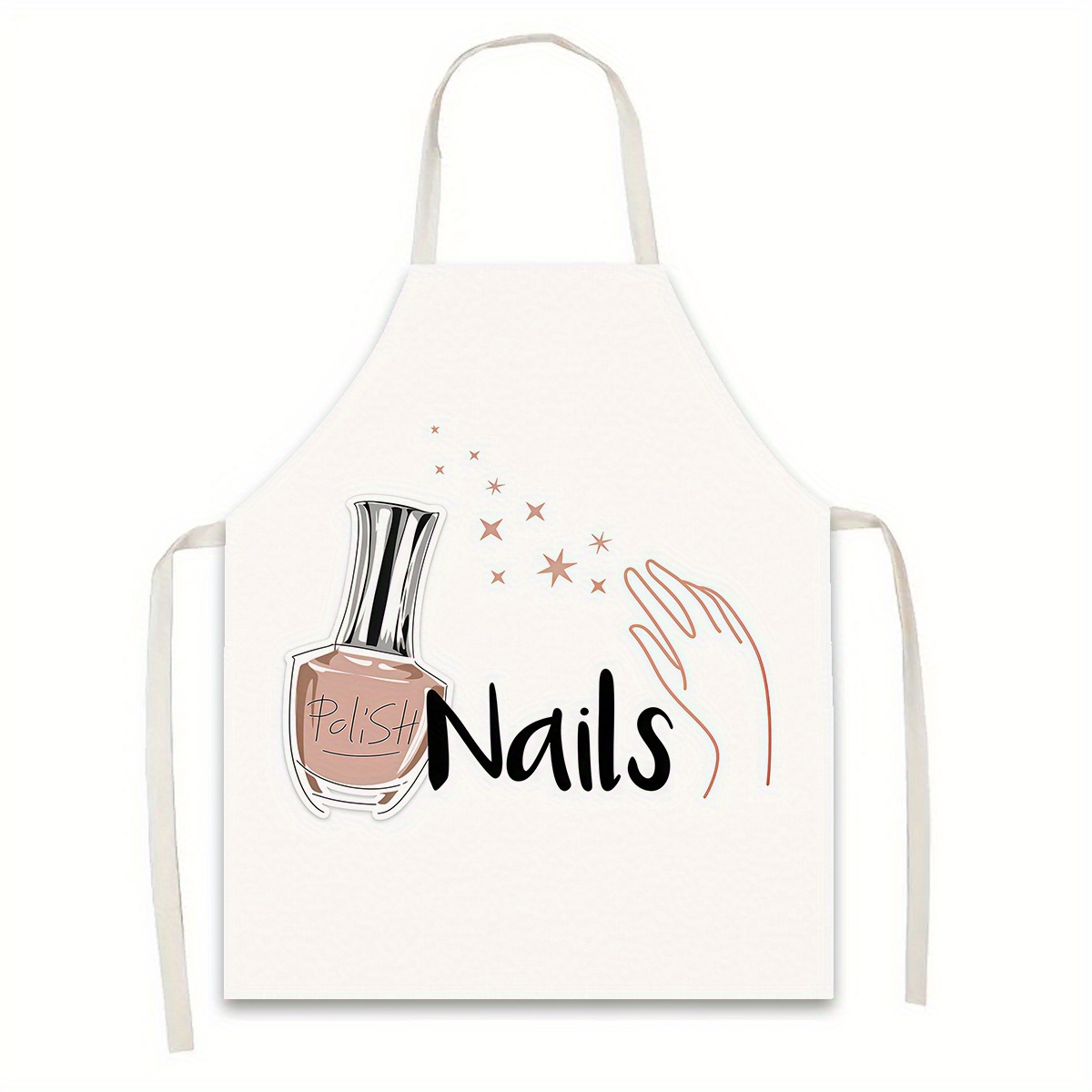 TEMU 1pc Nail Polish Print Apron Suitable For Nail Artists, Adjustable Waistband & Machine-washable Bib Apron With Nail Polish For Cooking, Baking,