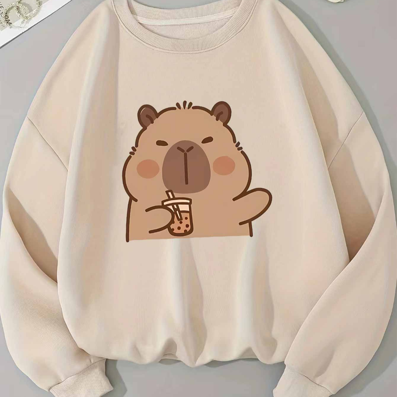 

Capybara Capi Animal Cartoon Y2k Simple Silly Cute Ladies Casual Sports Cute Sweatshirt