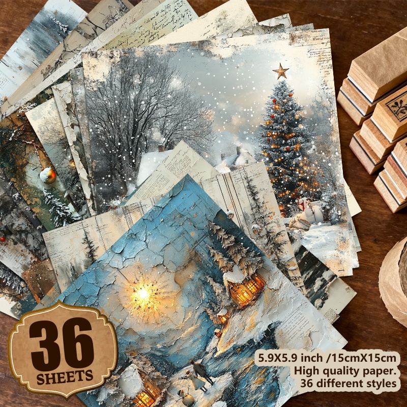 TEMU 36 Images Uniques de d'Hiver pour Scrapbooking avec Enneigées, , Chalets et Cerfs. Convient pour Albums Photo, Toiles de Fond, Décorations de
