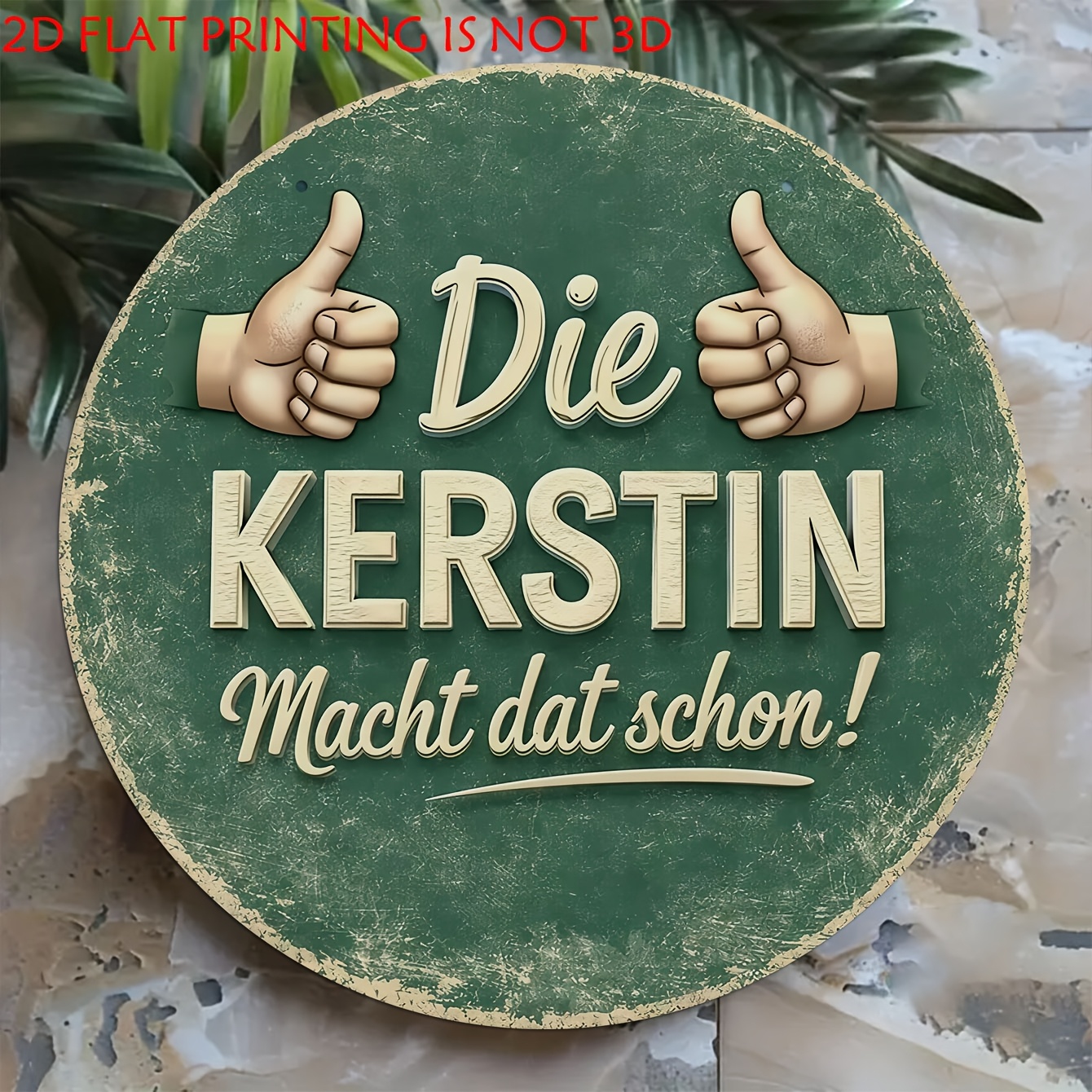 E-shop 2D Flaches dekoratives Holzschild und -schild, ., mit deutschem Vintage-Design und der " Macht Dat Schon", positive Affirmations-Dekoration,