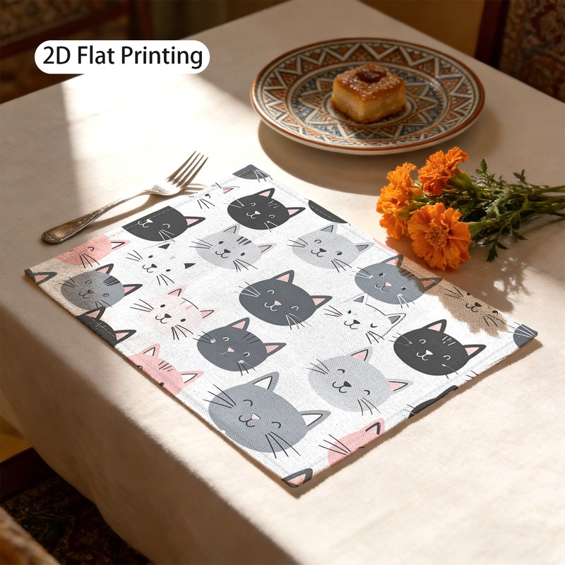 Set van 4 katten placemats met speels kattendesign_voghion.com