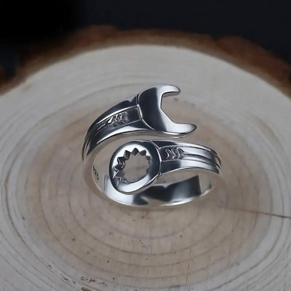 TEMU Anillo Ajustable Estilo Llave para Mujer Herramienta Industrial Anillo Abierto Juego Mecánico Moda Declaración Joyería Regalo