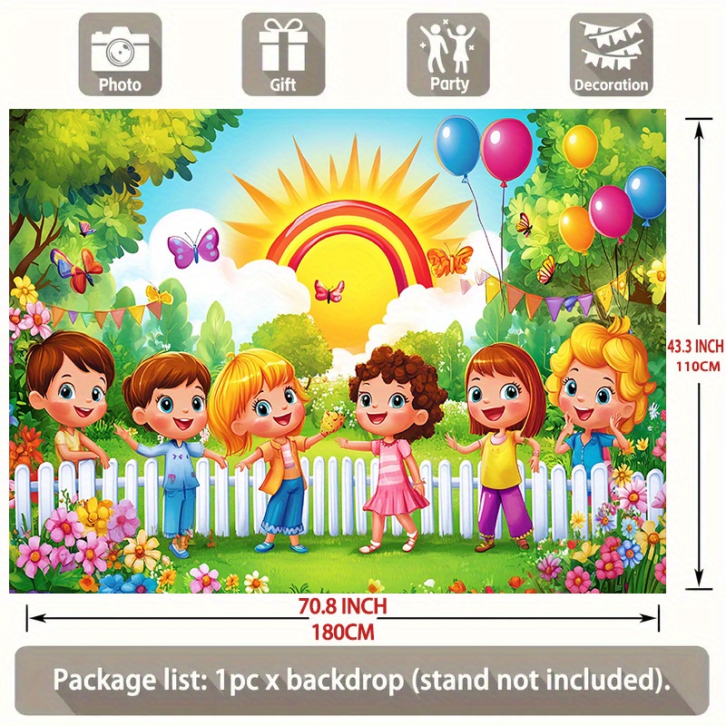 TEMU 1pc, Childhood Theme Backdrop Decoration Photo Props, Polyester Banner Decoration, Home Decoration, Room Decoration, Wall Decoration, Party