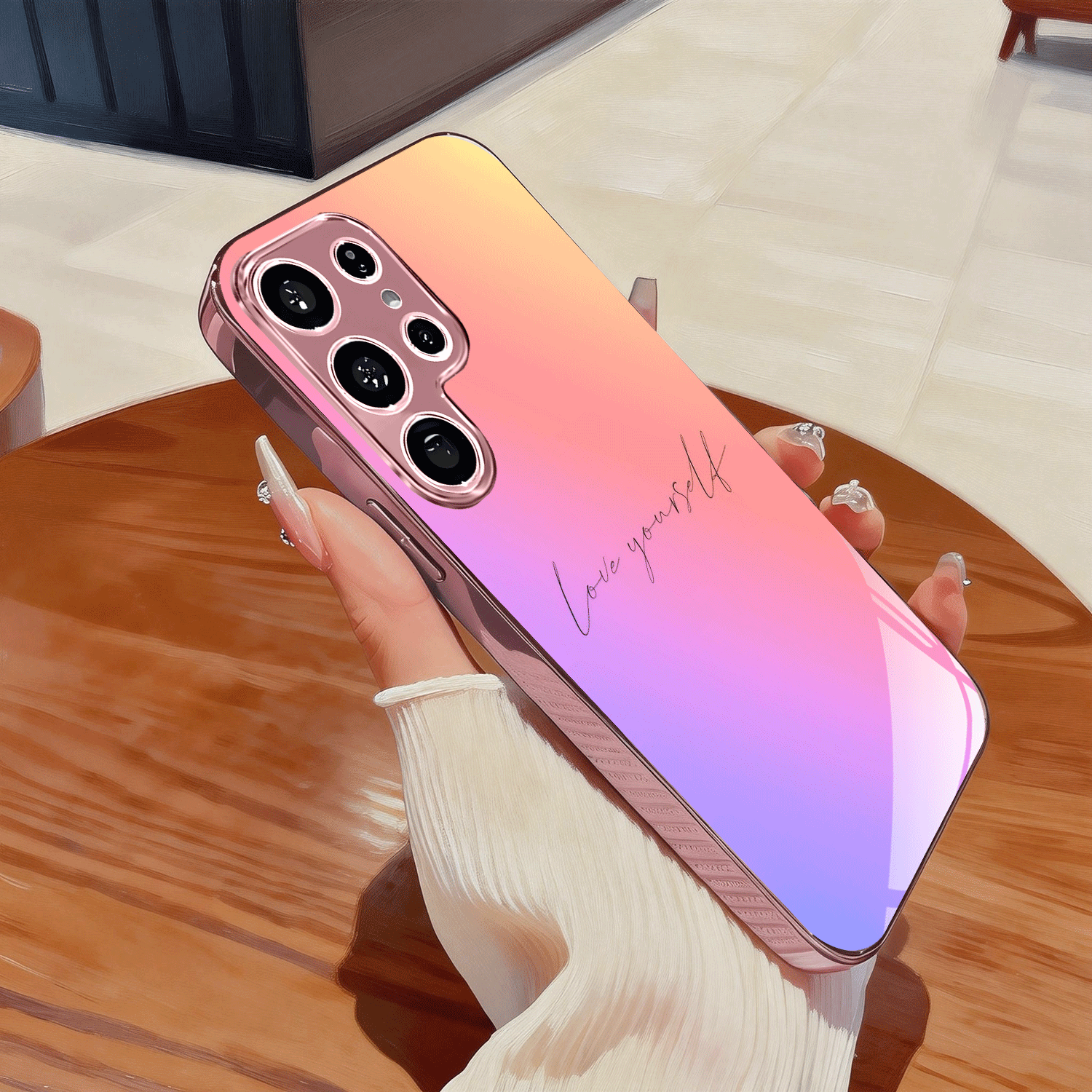 TEMU Phone Case: Powder Purple Gradient Electroplated Frosted Glass Phone Case - Suitable For Galaxy S25/s25 /s25 Ultra/s24/s24 Fe/s24 Fe/s24 /s24