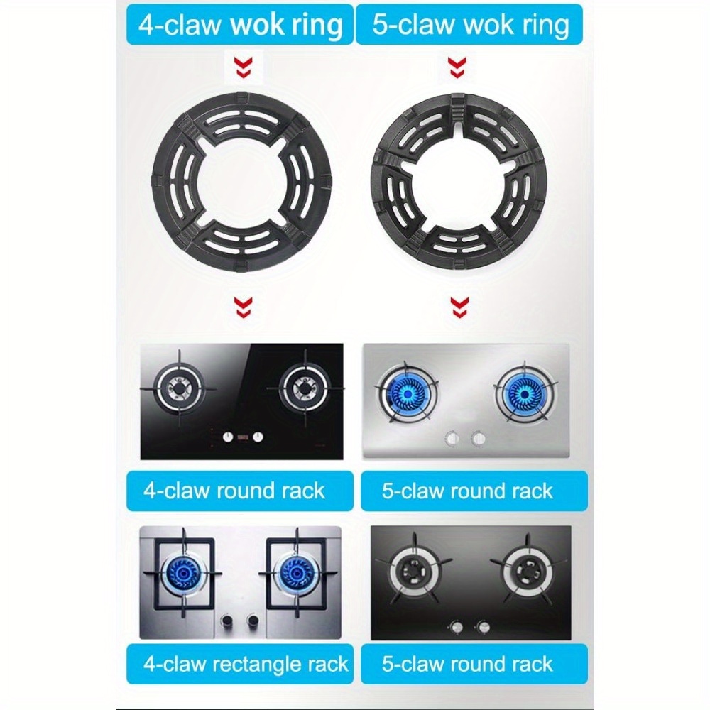 Cast Iron Wok Support Ring - Burner Ring For 5-Claw Gas Stove Grates