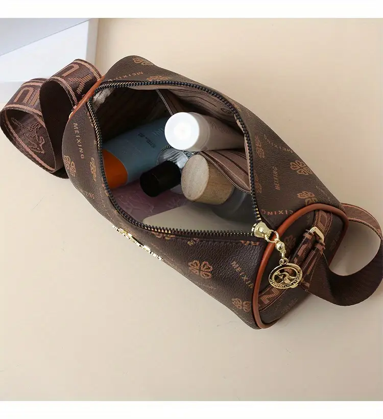 stylish dark brown floral print crossbody bag for women large capacity vintage inspired shoulder handbag with zip closure casual and commuting commuting handbag stylish womens accessory bag details 17