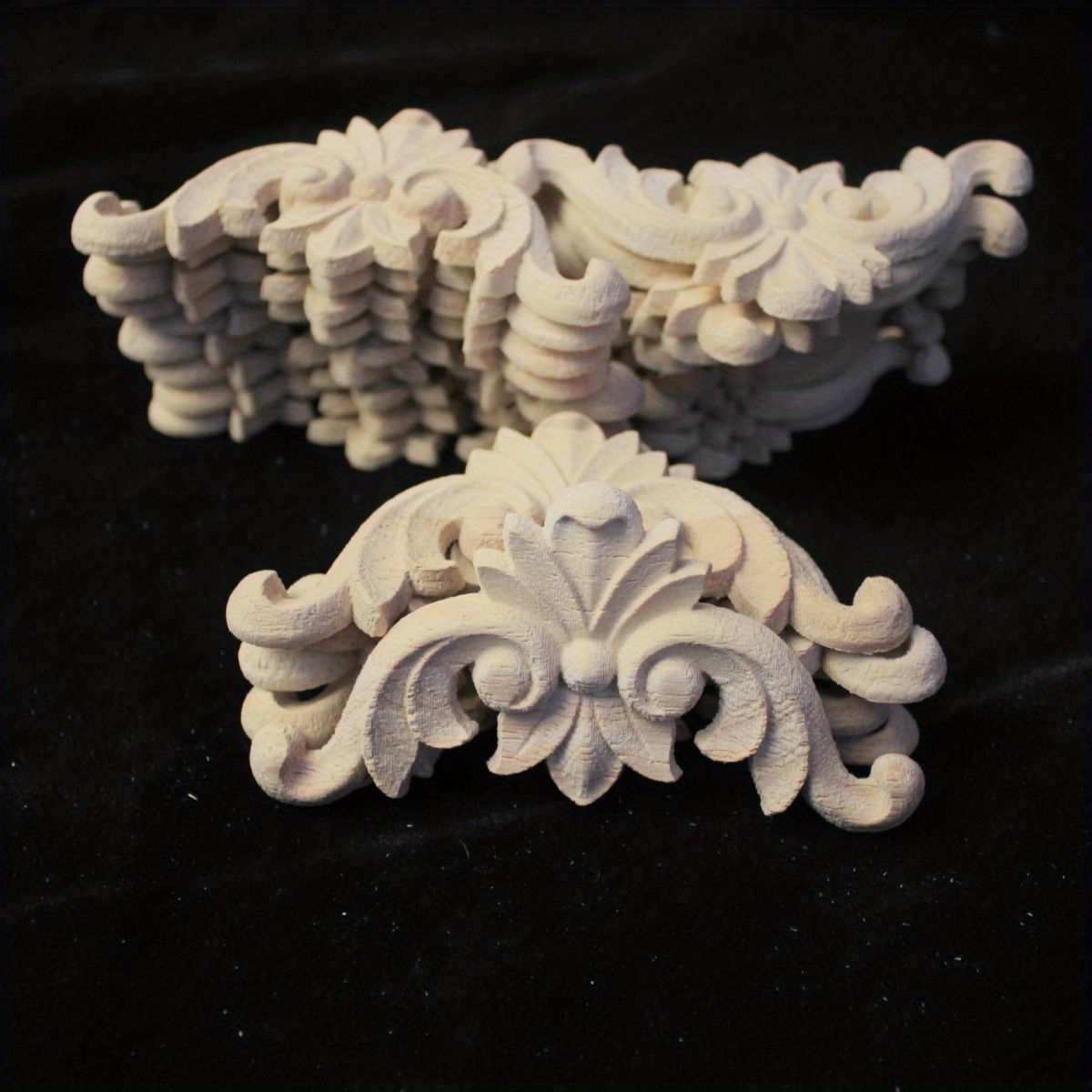 Image of 32pcs European Style Wooden Carved Cornice Unpainted Diy Handcarving Decorative Molding Stickers Furniture Trim Decoration Set Suitable For Background Walls/cabinets/stairs Home Renovation