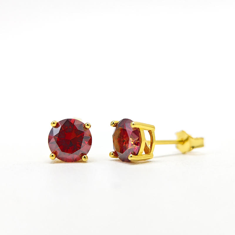 Women's 0.5/1/2/3 Carat 925 Silver Red Moissanite Stud Earrings