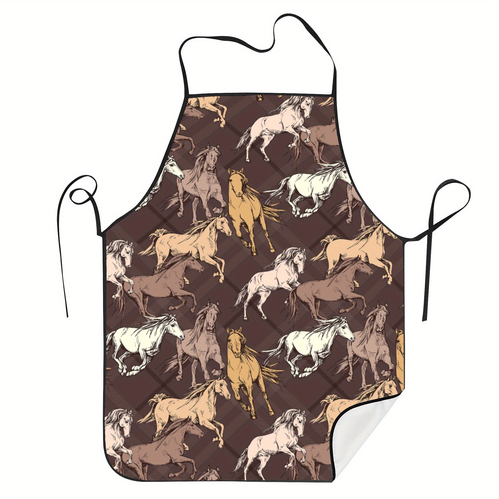 

Apron Featuring A Humorous Design Of Horses, Chefs And Restaurant Use.