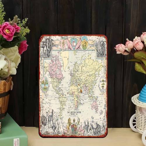 1pc map wall decor vintage retro iron sign suitable for bar garage garden decoration historical colonial themed with british territories outdoor decorationdecorative sign plaque