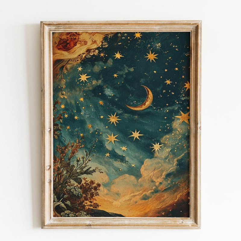 TEMU 1pc 2d Flat Wall Art, Sky Starry Sky Poster, Frameless Canvas Print, Multiple Sizes Available, Suitable For Room Decor, Bedroom, Living Room,