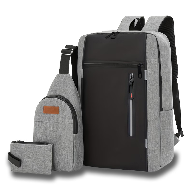 3pcs Women's Backpack Set Suitable for Travel, & Outdoor - Nylon Backpack with Crossbody Bag & Wallet Holder, Adjustable Straps & Fringe Tassels, Zipper Closure, Solid Color for Hiking, Commuting, Gift (No Maintenance)