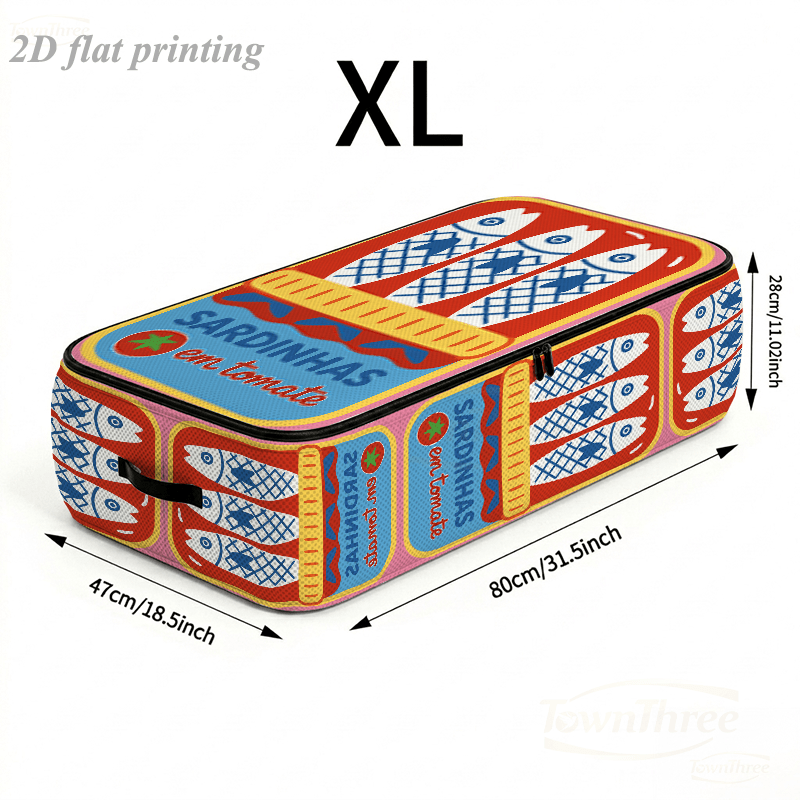 TEMU Scatola portaoggetti da mettere sotto il letto, stampa piatta 2D, grande capacit�, a forma di lattina di sardine - Borsa organizer per vestiti