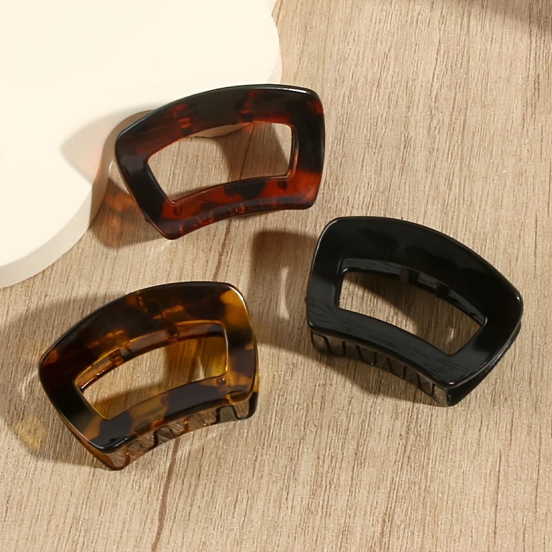 TEMU Juego de 3 pinzas de pelo cuadradas huecas, elegantes y sencillas para mujer, adecuadas para recogidos diarios, pinzas de tiburón para peinados