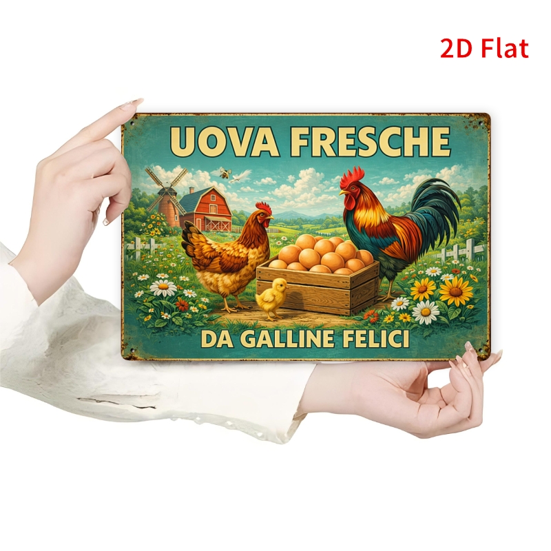 TEMU 2d Flat, [2dflat]1pcs 30x20cm- Vintage Fresh Eggs Tin Sign, Retro Italian Farm Metal Wall Art, Decorative Signs For Farmhouse, Kitchen, Chicken
