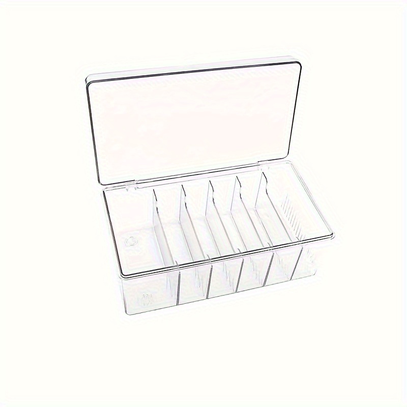 6-compartment acrylic storage box with lid - dustproof, space-saving, clear display, modern   design for cosmetics, makeup brushes, and small items, makeup organizer storage,   design, transparent compartments Product details 5